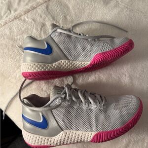 Nike Women's Silver and Pink tennis Shoes